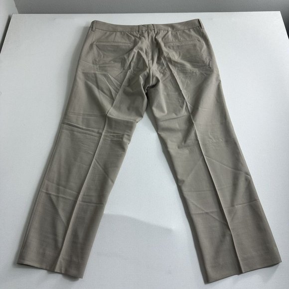 Hugo Boss Cagan Pants Mens 38R Solid Beige Wool Blend Flat Front Slacks - Picture 2 of 10